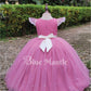 1106 : Pre Order: Light Peach and Off White Birthday Gown - Dispatch on 10-15th day
