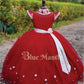 1133: Pre Order: Red and Off-White Birthday Gown - Dispatch  on 10-15 DAYS