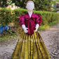 SDBM1064 Ready to Dispatch: Magenta and Olive Green Full skirt and Blouse